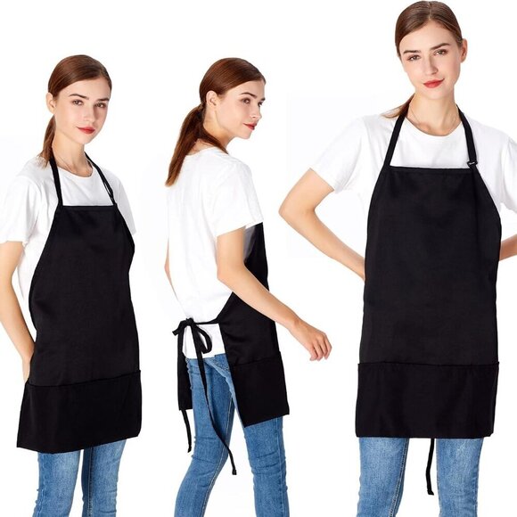 2 Pack 3 Pockets Adjustable Bib Apron Chef Kitchen Cooking Aprons for Wo… - Picture 3 of 7